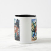 赤いBull (紙のグワッシュ) マグカップ (中央)