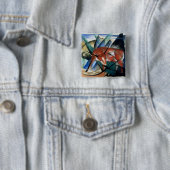 赤いBull (紙のグワッシュ) 缶バッジ (インサイチュ)