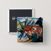 赤いBull (紙のグワッシュ) 缶バッジ (正面&裏面)