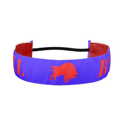 赤いBull 1-1/2の"青い滑り止めのヘッドバンド アスレチックヘッドバンド (正面)