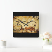 赤いBull', Lascaux、古さのDordogne_Art スクエア壁時計 (ホーム)