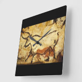 赤いBull', Lascaux、古さのDordogne_Art スクエア壁時計 (傾斜)