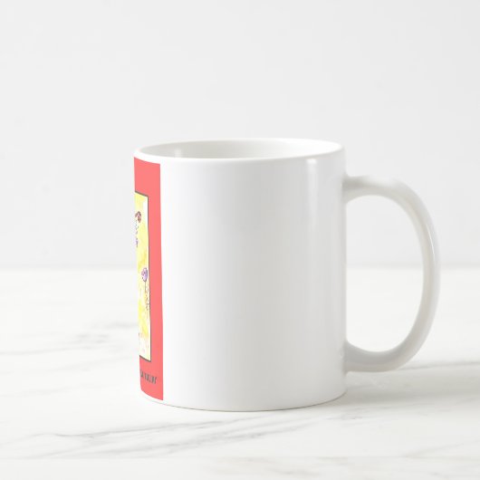 "赤いCATおよび紫色のチューリップ" 11のoz。 コーヒー・マグ マグカップ (右)