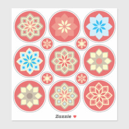 赤いCC0245に飾りの花と雪の結晶 シール