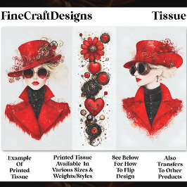 赤いCH4デコページの2つのシックなスチームパンク女性 薄葉紙