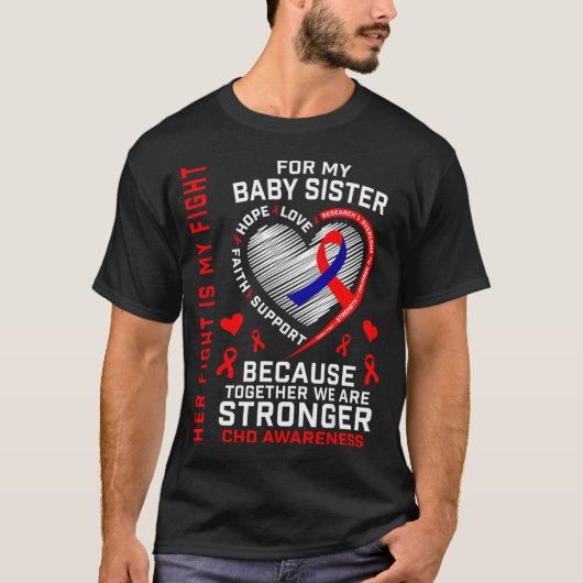 赤いCHD啓発ベビーシスター先天性心疾患マッチ Tシャツ (正面)