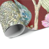 赤いChinoiserie孔雀のフローラのエレガント分離 ラッピングペーパー (ロールコーナー)