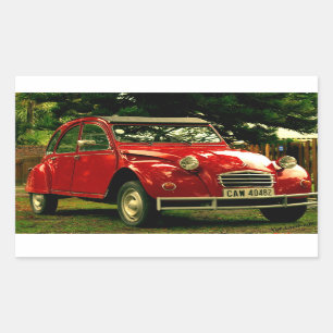 赤いCitroën 2CV 長方形シール