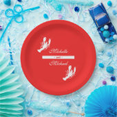 赤いCrawfishの沸騰イベントのプレートの白 ペーパープレート (パーティー)