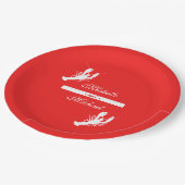 赤いCrawfishの沸騰イベントのプレートの白 ペーパープレート (アングル)