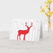 赤いDeeの白い樺の木の森林挨拶状 カード (黄色い花)