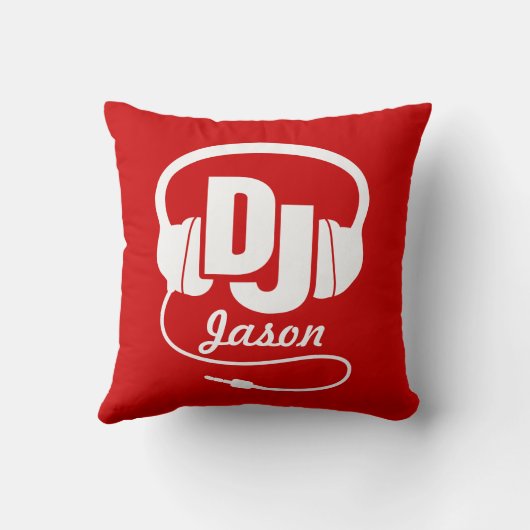 赤いDJ及び白はあなたの一流の枕を加えます クッション (裏面)