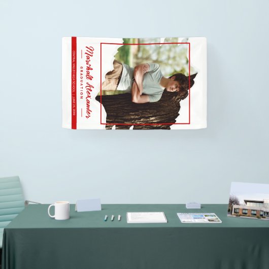 赤いEdgy抽象芸術破れた写真卒業 横断幕 (トレードショー)