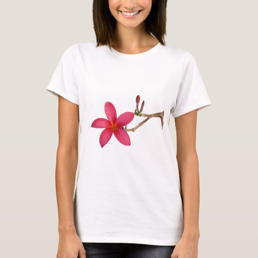 赤いFrangipaniの花 Tシャツ (正面)