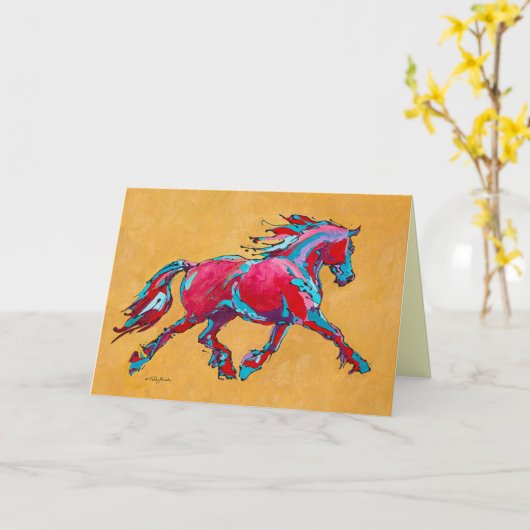 赤いFriesianカード カード (黄色い花)