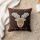 赤いFröhliche Weihnachtenのトナカイそして雪 クッション (ブランケット)