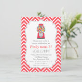 赤いGumball機械キャンデーの誕生会 招待状 (スタンド正面)