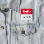 赤いHello My Nameがカスタムnametagモダンボタン 缶バッジ (インサイチュ)