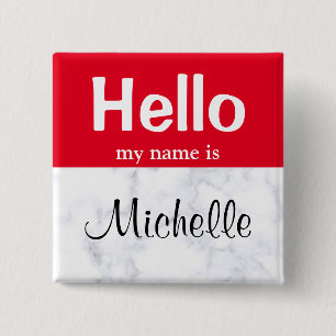 赤いHello My Nameがカスタムnametagモダンボタン 缶バッジ