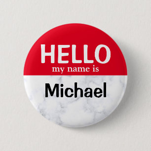 赤いHello My Nameがピンパーソナライズされたボタン 缶バッジ