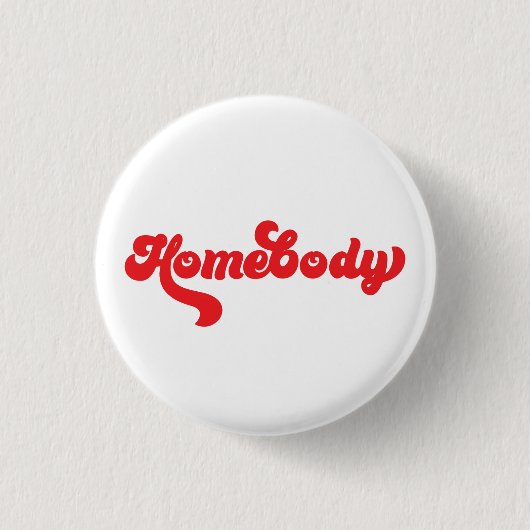 赤いhomebodyヴィンテージ型 缶バッジ (正面)