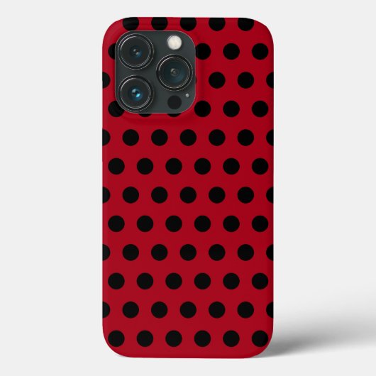 赤いiPhoneケースと黒い水玉模様選択カラー Case-Mate iPhoneケース (裏面)