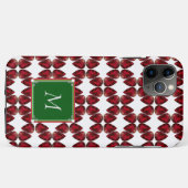 赤いiPhoneケースルビージェムストーンイニシャルモノグラーム Case-Mate iPhoneケース (裏面(横))