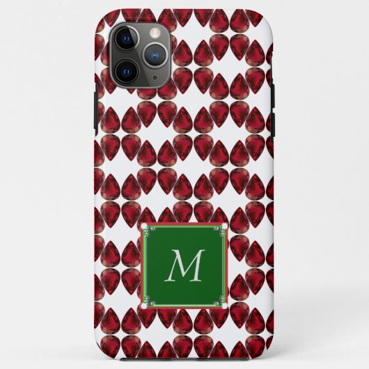 赤いiPhoneケースルビージェムストーンイニシャルモノグラーム Case-Mate iPhoneケース (裏面)