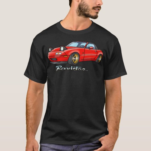 赤いJdm車のEunosロードスター Tシャツ (正面)
