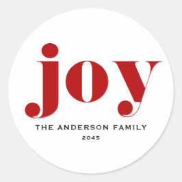 赤いJOY 太字 タイポグラフィー 現代のクリスマス ラウンドシール