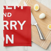 赤いKeep Calm and Carry On キッチンタオル (四つ折り)