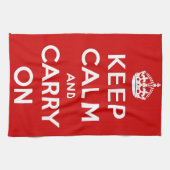 赤いKeep Calm and Carry On キッチンタオル (横)