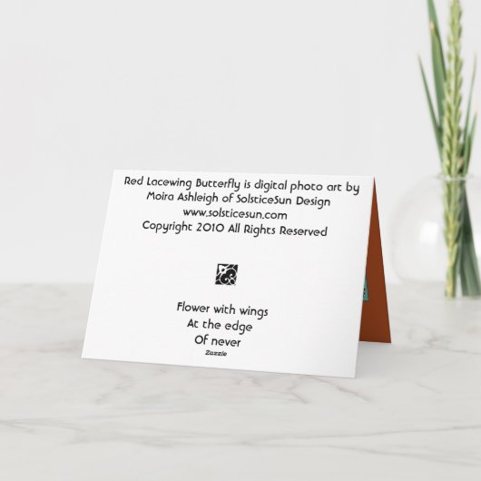 赤いLacewing Buterfly カード (裏面)