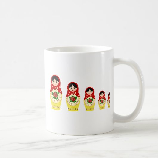 赤いMatryoschkaの人形 コーヒーマグカップ (右)