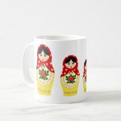 赤いMatryoschkaの人形 コーヒーマグカップ (正面左)