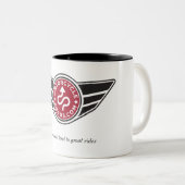 赤いMCRのロゴの中型の陶磁器のマグ ツートーンマグカップ (正面右)