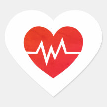 赤いMedical EKGハートシール