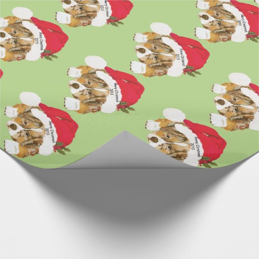 赤いMerleのオーストラリアのクリスマスの子犬のギフト用包装紙 ラッピングペーパー (角)