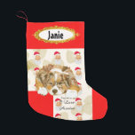 赤いMerleのオーストラリアの子犬w/Santaのストッキング スモールクリスマスストッキング<br><div class="desc">小犬はユニークな元の絵画を使用してギフトの付属品を関連付けました、デザインをカスタマイズために及び変えるために元のグラフィック・デザインに加えられるスケッチは消すために*タイプか色彩の配合を変えて下さい*あなたのお気に入りのなイメージを*加えますか、変えますか、文字をまたはそれを残すために削除します加えます</div>