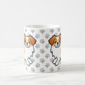 赤いParti-Colorチベット語スパニエル犬かわいい漫画の犬 コーヒーマグカップ (中央)