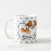 赤いParti-Colorチベット語スパニエル犬かわいい漫画の犬 コーヒーマグカップ (左)