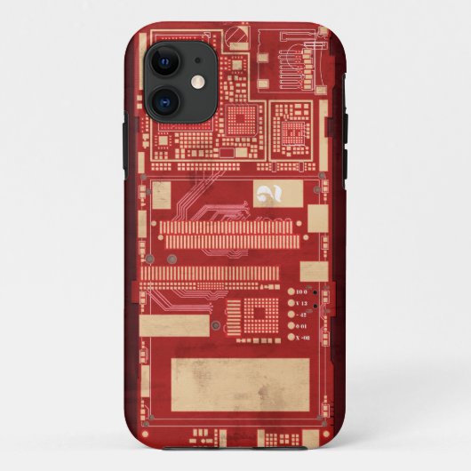 赤いPCB回路のboart Case-Mate iPhoneケース (裏面)