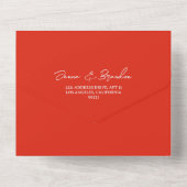 赤いPoppyフローラQRコードRSVP 結婚's オールインワン招待状 (裏面)