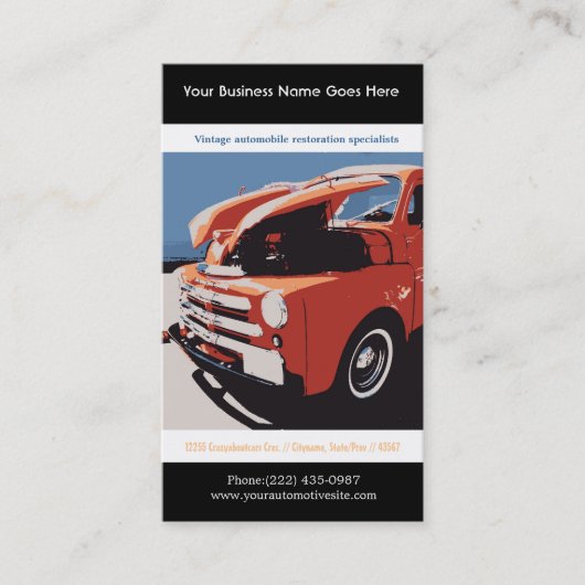 赤いPosterizedのスタイルによって元通りにされるヴィンテージのトラック 名刺 (正面)