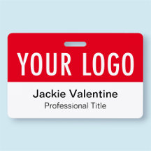 赤いPVC名バッジ水平ロゴスタッフIDラベル