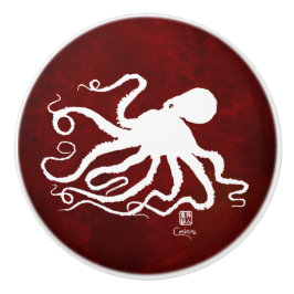 赤いR -ノブのタコ6の白 セラミックノブ