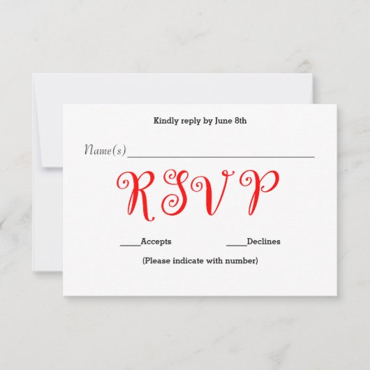 赤いRSVP -披露宴応答カード 出欠カード (正面)