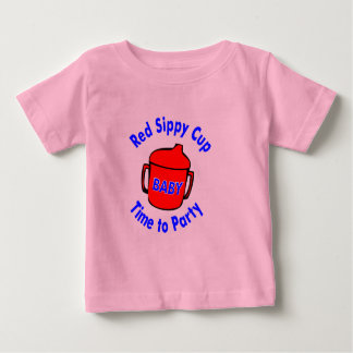赤いSippyのコップのワイシャツ ベビーTシャツ
