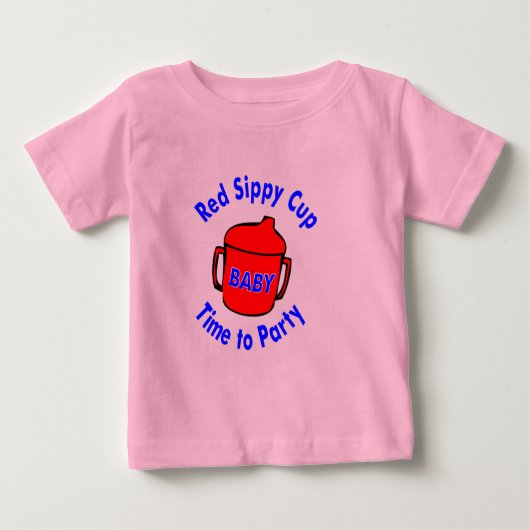 赤いSippyのコップのワイシャツ ベビーTシャツ (正面)