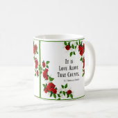 赤いSt.テレーズの引用文のバラ コーヒーマグカップ (正面右)